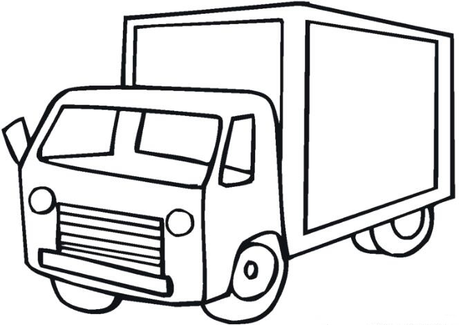 卡通儿童载货的大货车简笔画图片教程素描