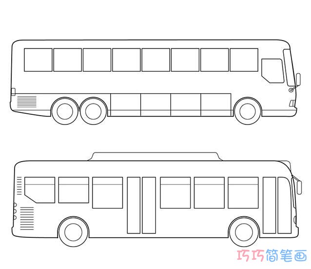 儿童卡通公共汽车怎么画简单_公共汽车简笔画