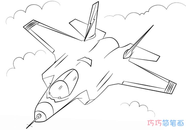 素描隐形战斗机的画法简单好看战斗机简笔画图片