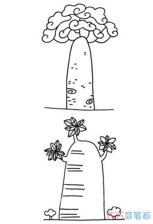 卡通面包树怎么画简单好看 面包树简笔画图片