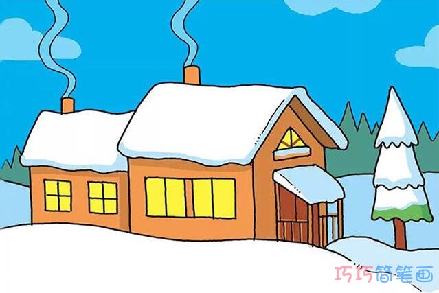 本期大家动动手指头,我们来画一画简洁易学的冬天雪屋吧.