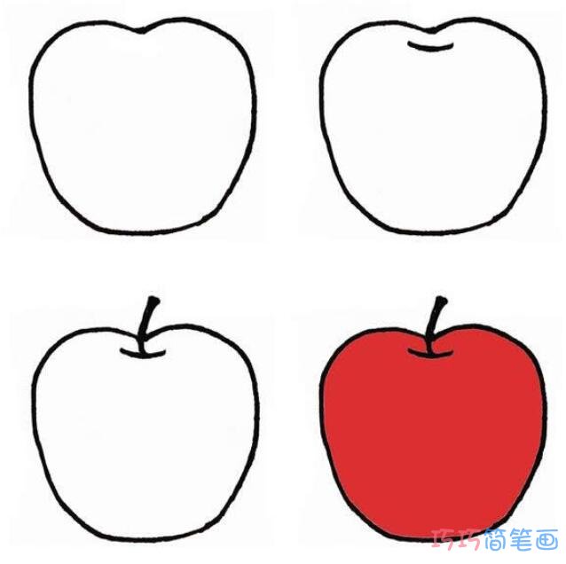怎样画红苹果简笔画带步骤图涂色