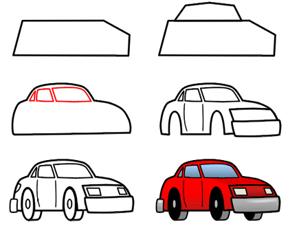 儿童卡通小汽车简笔画图片素描