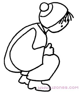 简笔画蹲着的小男孩卡通图片彩铅