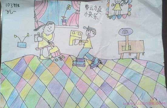 小学一年级庆祝劳动节快乐儿童水彩画作品大全-www.qqscb.com