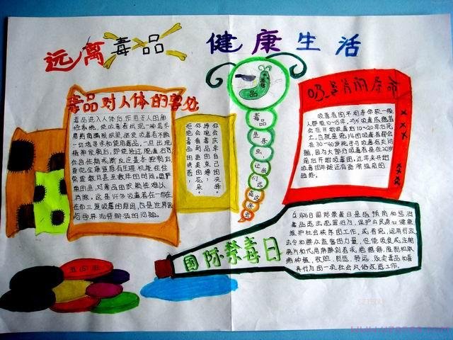 远离毒品,健康生活小学生安全手抄报内容-www.qqscb.com