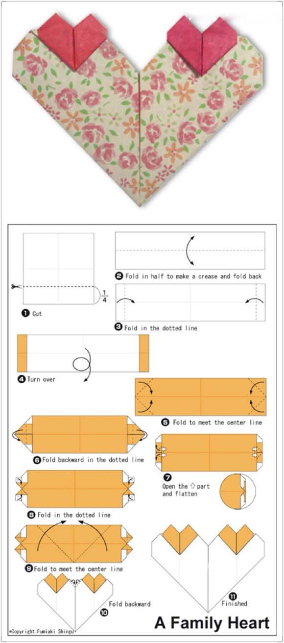 儿童折纸六种爱心心形制作方法图解教程-www.qqscb.com
