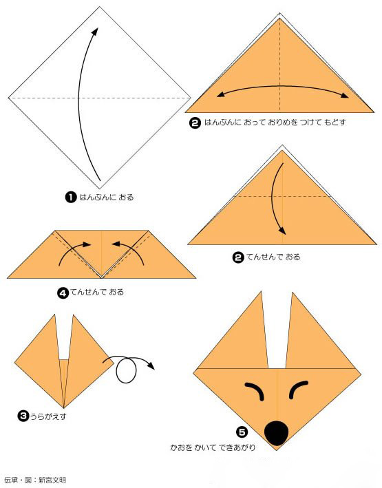 儿童DIY折纸小狐狸的制作方法图解-www.qqscb.com