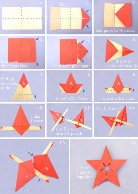 手工折纸五角星的折法 五角星折纸图解教程-www.qqscb.com