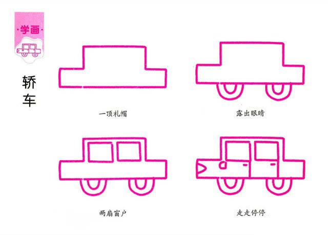 卡通小轿车的画法 轿车简笔画图片教程素描-www.qqscb.com