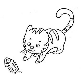 卡通可爱的小花猫简笔画图片大全素描-www.qqscb.com