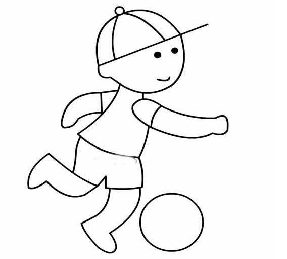 小孩怎么画简笔画踢球图片