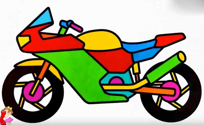 摩托车的简笔画 彩色图片