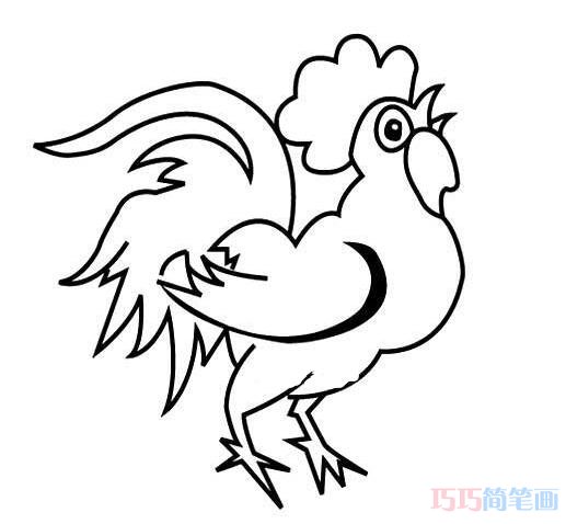 公鸡简笔画的画法图片素描 怎么画一只大公鸡-qqscb.com