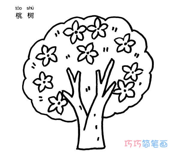春天桃树简笔画儿童画图片