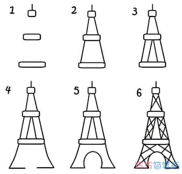 法国埃菲尔铁塔怎么画 铁塔的画法简笔画步骤