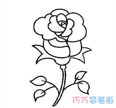 最简单玫瑰花的画法步骤_玫瑰花简笔画图片第3张