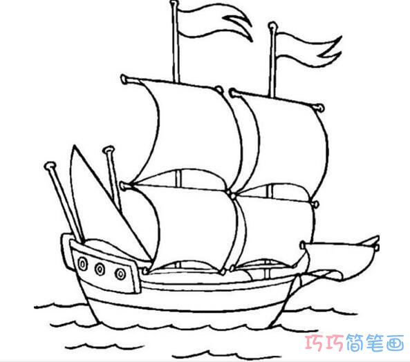 海上帆船怎么画简单好看_帆船简笔画图片