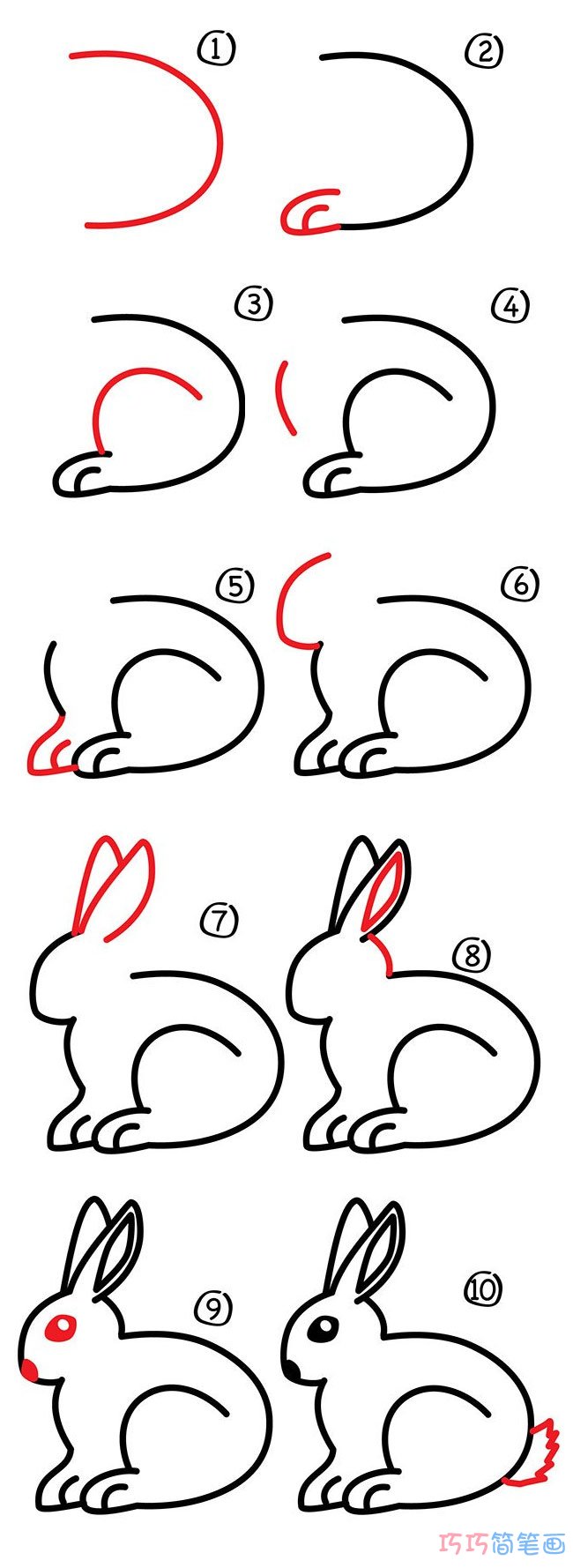 小兔子简单画法可爱图片