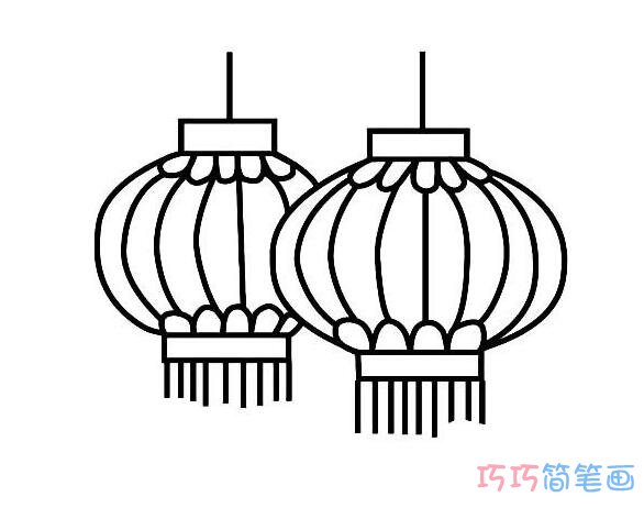 简单元宵节灯笼怎么画_灯笼简笔画