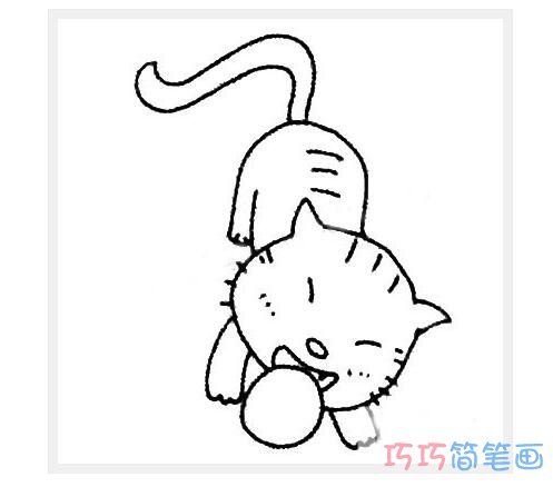  猫咪玩球怎么画可爱_小猫简笔画图片