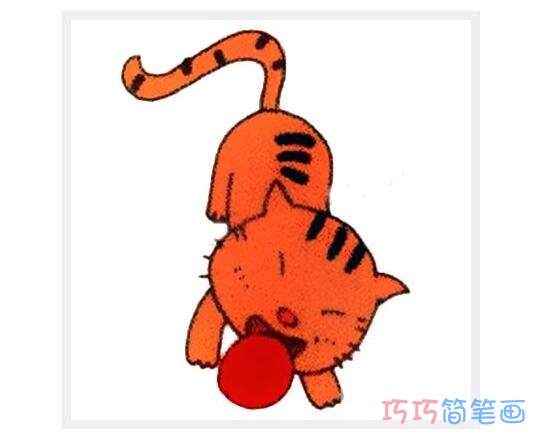  猫咪玩球怎么画可爱_小猫简笔画图片