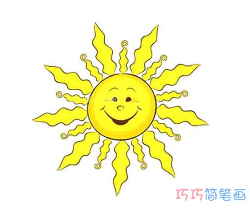 太阳笑脸要怎么画可爱简单_太阳简笔画图片