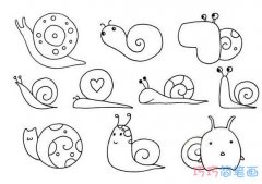 各种蜗牛怎么画简单_蜗牛的画法步骤简笔画图片