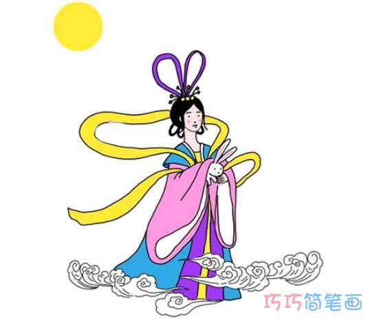 嫦娥怎么画简单_彩色嫦娥简笔画图片