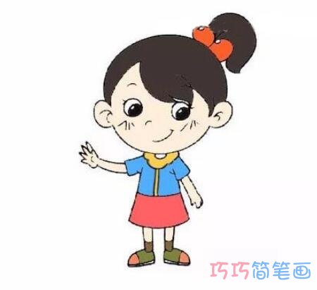 马尾辫小女孩怎么画好看_带步骤图小女孩简笔画图片