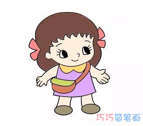  上学小女孩怎么画可爱好看_小女孩简笔画图片