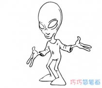 卡通外星人的画法手绘简单_外星人简笔画图片