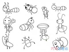 各种蚂蚁怎么画简单易学_带步骤图蚂蚁简笔画图片