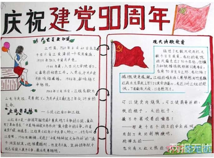 怎么画三年级小学生关于建党节的手抄报图片