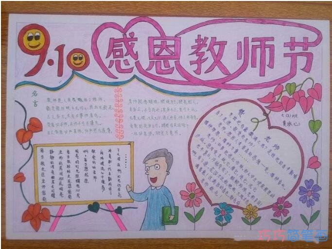 怎么画六年级小学生关于感恩教师的手抄报图片