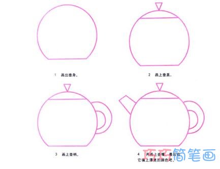 1分钟简笔画茶壶的画法详细步骤简单好看