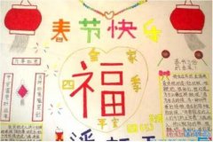 怎么画四年级小学生关于春节福字的手抄报图片