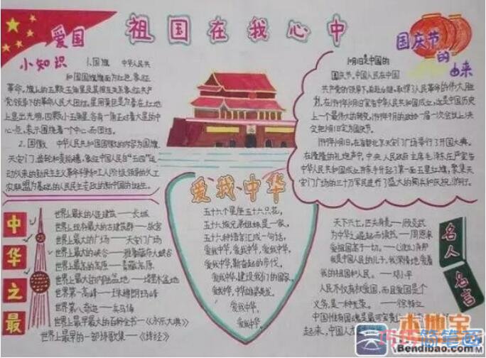 怎么画小学生关于祖国在我心中天安门的手抄报模板