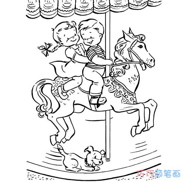 旋转木马素描怎么简笔画教程简单好看