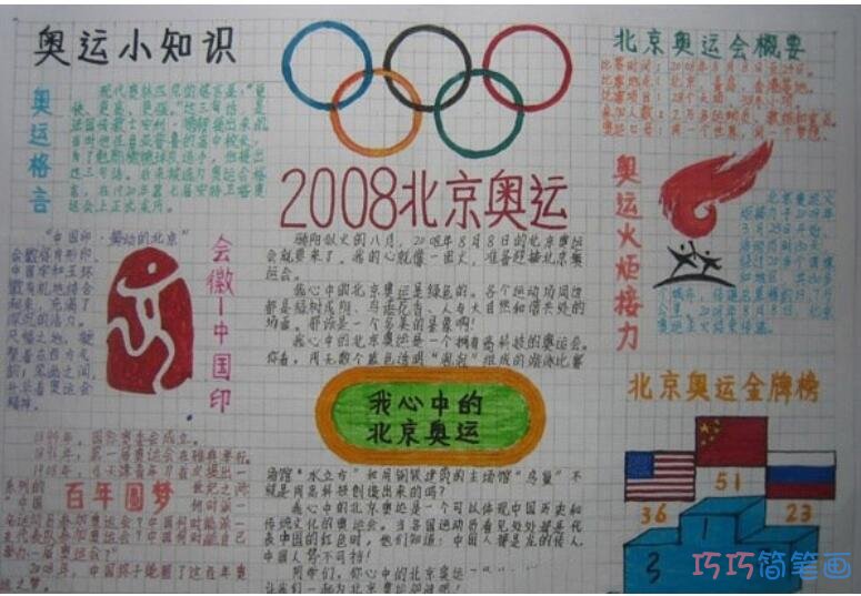 关于北京奥运会知识手抄报模板图片五年级