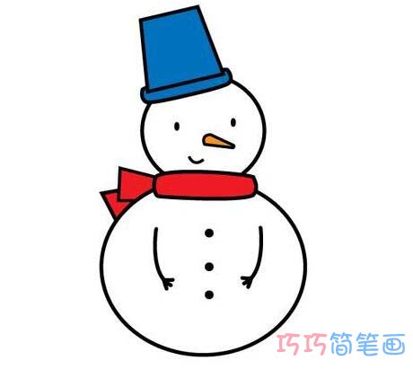 小雪人的画法步骤图带颜色 小雪人简笔画图片