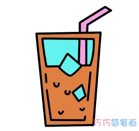 一杯饮料简笔画怎么画带步骤图彩色