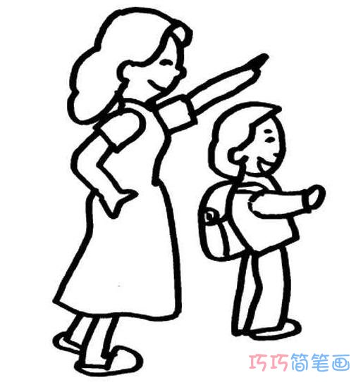 幼儿园开学季上学简笔画怎么画简单漂亮