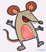 卡通老鼠怎么画涂色 幼儿简笔画老鼠的画法